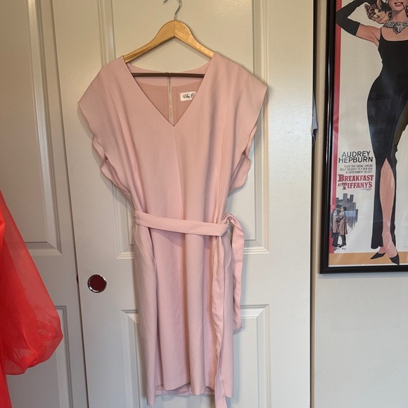 Eliza J Soft Pink Midi Dress with Belt - Picture 1 of 12